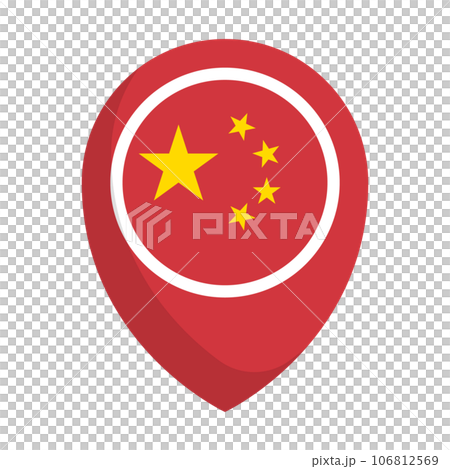 中国国旗のマップピン ベクター 中国国旗のマップピン ベクター 106812569
