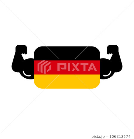 筋肉とドイツ国旗。ドイツの強さ。ベクター。 106812574