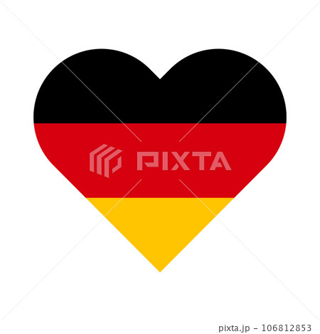 ハート型のドイツ国旗アイコン。ドイツの愛国心。ベクター。 106812853