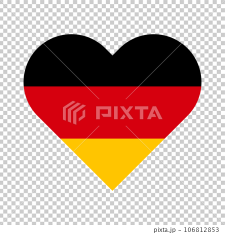 ハート型のドイツ国旗アイコン。ドイツの愛国心。ベクター。 106812853