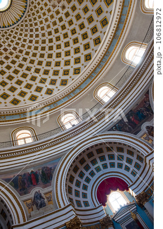 Interior of the dome of the Mosta rotunda. Malta Interior of the dome of the Mosta rotunda. Malta 106812972