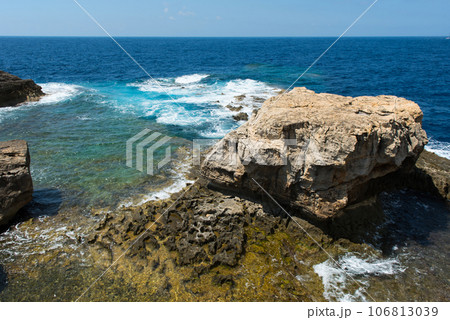 Blue hole and the collapsed Azure window. Gozo, Malta Blue hole and the collapsed Azure window. Gozo, Malta 106813039
