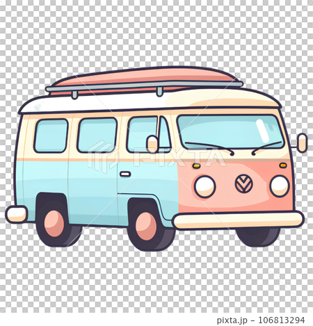 cartoon, van, illustration, car, vehicle, auto, truck, design, isolated, transportation, transport, background, delivery, travel, icon, flat, business, fast, white, trip, holiday, service, deliver 106813294