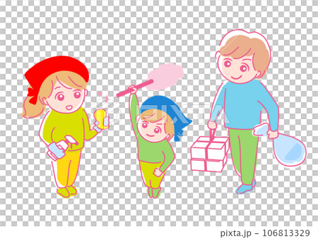 Illustration material: Spring cleaning_end of the year_cleaning_season_family 106813329