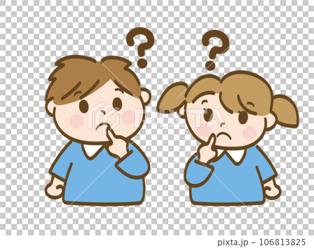 Hatena? Boy and girl wondering_Nursery school children Hatena? Boy and girl wondering_Nursery school children 106813825