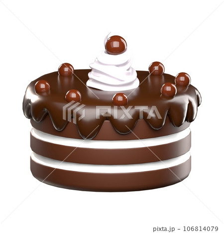 chocolate cake with cherry, Decadent Chocolate Cake Graphic, Delicious Chocolate Cake Illustration 106814079