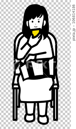 一個人坐在椅子上看著智能手機的插圖 106814186