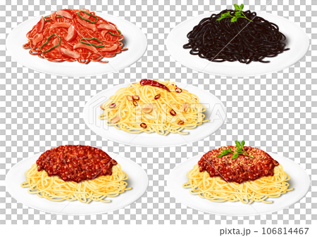 5 types of pasta Meat sauce Peperoncino Neapolitan Squid ink Bolognese 106814467
