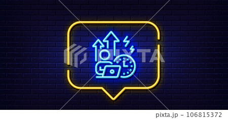 Neon light speech bubble. Difficult stress grows line icon. Work pressure sign. Mental health symbol. Neon light background. Difficult stress glow line. Brick wall banner. Vector Neon light speech bubble. Difficult stress grows line icon. Work pressure sign. Mental health symbol. Neon light background. Difficult stress glow line. Brick wall banner. Vector 106815372