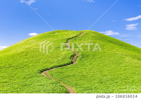 三峰山のなだらかに伸びる登山道 106816014