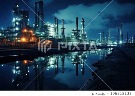Oil refinery on the river Oil refinery on the river 106818132