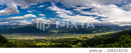 《新潟県》夏の南魚沼の田園風景・魚沼スカイラインの眺望 106818256