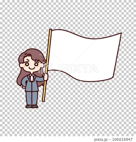 穿著西裝、拿著國旗的女人 106818947