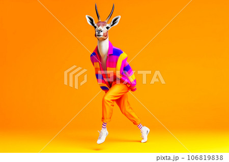 Heavy Fun Antelope Anthropomorphic Bright Colors, Generative AI 106819838