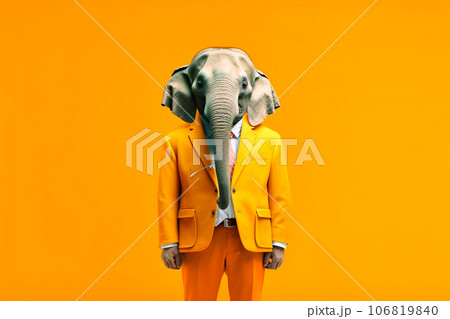 Heavy Elephant Anthropomorphic Bright Colors Trend, Generative AI 106819840