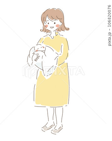 赤ちゃんを抱っこするお母さんのイラスト 106820076