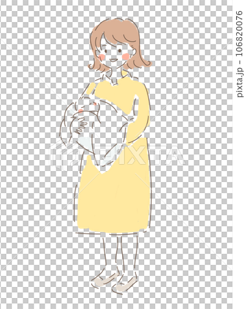 赤ちゃんを抱っこするお母さんのイラスト 106820076