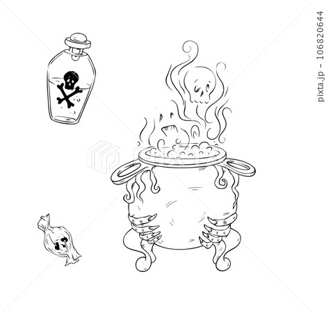 Cartoon witch cauldron for Halloween. Vector illustration. Cartoon witch cauldron for Halloween. Vector illustration. 106820644
