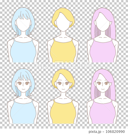 ヘアスタイル三種類 106820990