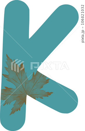 K green letter or alphabet decorated with Maple leaf for welcome Autumn season. K green letter or alphabet decorated with Maple leaf for welcome Autumn season. 106821032