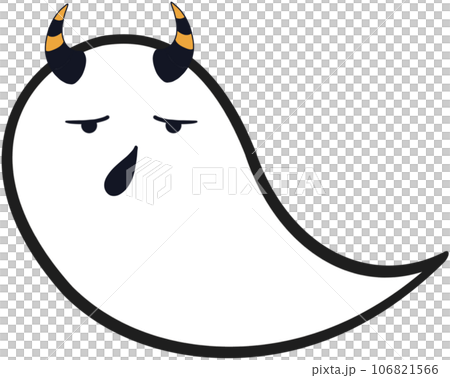 A cute angry ghost has horns on head for Halloween celebration. A cute angry ghost has horns on head for Halloween celebration. 106821566