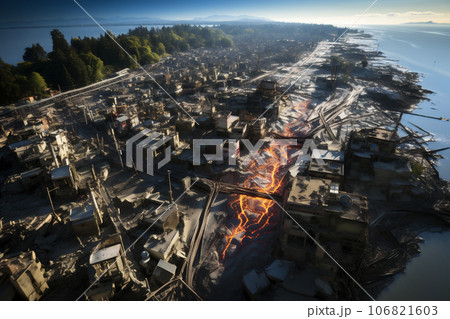 Earthquake cocncept. Seisme in the earth. AI generative 106821603