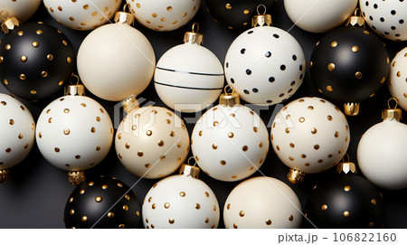 Beautiful different Christmas tree toys, new year decoration, copy space, postcard 106822160