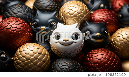 Beautiful different Christmas tree toys, new year decoration, copy space, postcard 106822190