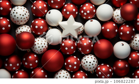 Beautiful different Christmas tree toys, new year decoration, copy space, postcard 106822287