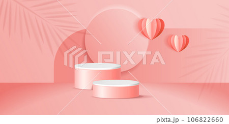 abstract 3D background with podium. Circle scene with leaf shadow. scene products display.  106822660