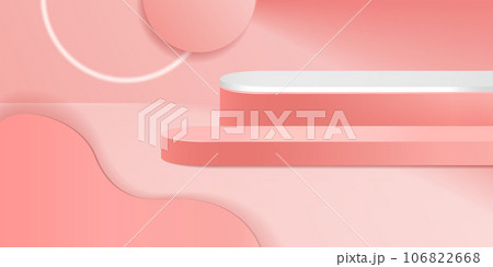 abstract 3D background with podium. Circle scene with leaf shadow. scene products display. abstract 3D background with podium. Circle scene with leaf shadow. scene products display. 106822668