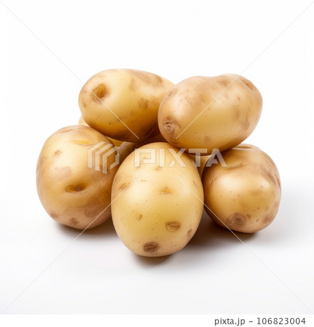 Washed Potatoes. Raw potatoes isolated on a white background. 106823004