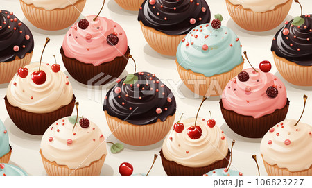 Assorted and collage of delicious glazed donuts, a popular dessert, TOP view, photo for pastry shop and cafe menu Assorted and collage of delicious glazed donuts, a popular dessert, TOP view, photo for pastry shop and cafe menu 106823227