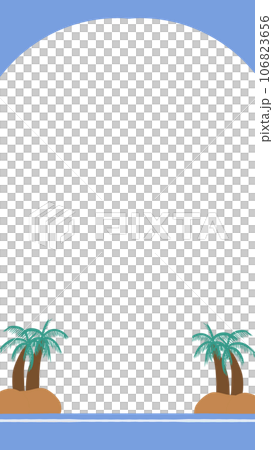 coconut tree and blue frame coconut tree and blue frame 106823656