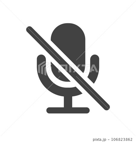 黒いマイクロフォンのシルエットアイコンのセット - マイクoffやミュート中のイメージ素材 106823862