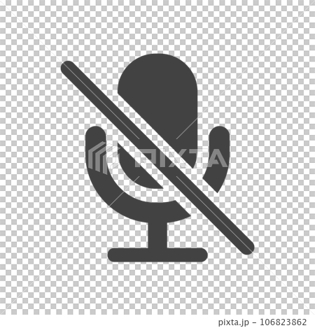 黒いマイクロフォンのシルエットアイコンのセット - マイクoffやミュート中のイメージ素材 106823862