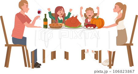 Happy Family Enjoying Thanksgiving Dinner. Family Thanksgiving Celebration Happy Family Enjoying Thanksgiving Dinner. Family Thanksgiving Celebration 106823867