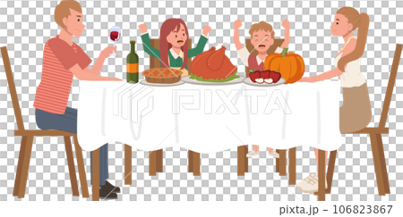 Happy Family Enjoying Thanksgiving Dinner. Family Thanksgiving Celebration Happy Family Enjoying Thanksgiving Dinner. Family Thanksgiving Celebration 106823867