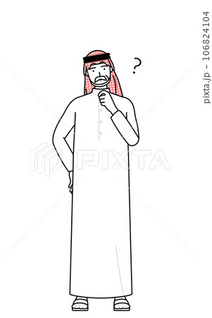 疑問を持って首をかしげるイスラムのシニア男性 疑問を持って首をかしげるイスラムのシニア男性 106824104