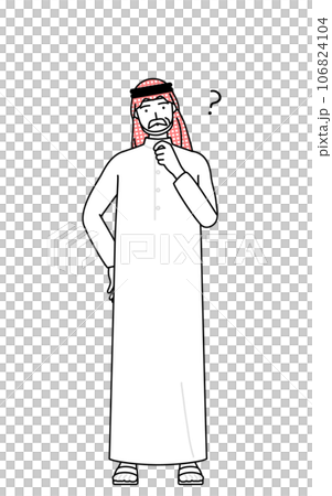 A senior Muslim man tilting his head in doubt A senior Muslim man tilting his head in doubt 106824104