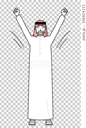 Islamic senior man doing radio exercises 106824151