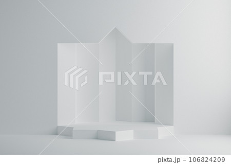 3d illustration of white background with octagonal stage pedestal 106824209