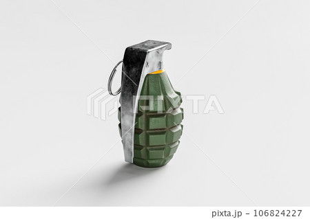 Isolated metal hand grenade with white background 106824227