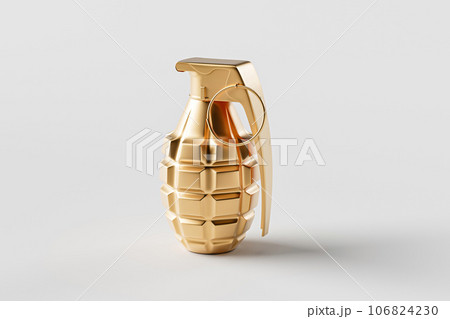 Isolated golden hand grenade with white background 106824230