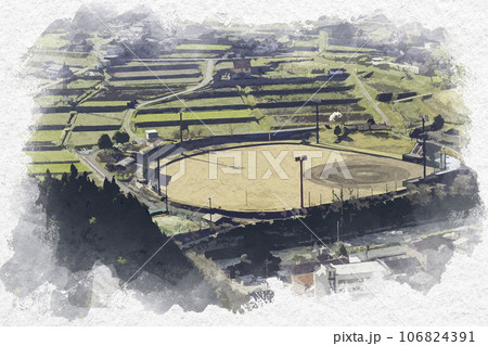 水彩画風　波賀城史跡公園　波賀総合スポーツ公園　兵庫県宍粟市 106824391