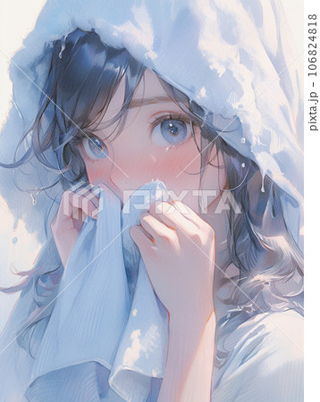 タオルを手に持っ可愛い女の子 106824818