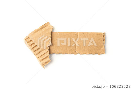 Cardboard Arrow, Arrows Made of Carton Piece, Ripped Kraft Paper, Brown Wrapping Vintage Paper Arrow 106825328