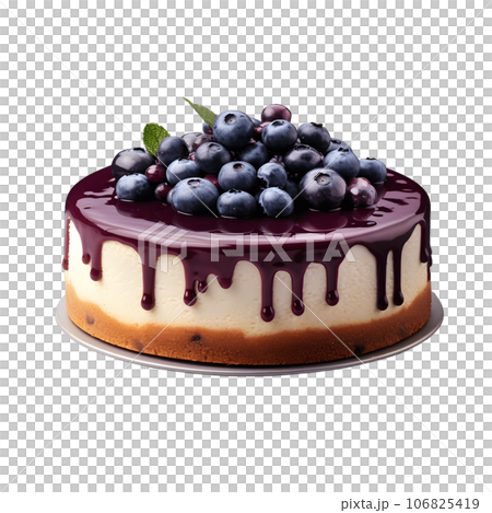 Blueberry Cheesecake Isolated on a Transparent Background. Generative AI Blueberry Cheesecake Isolated on a Transparent Background. Generative AI 106825419