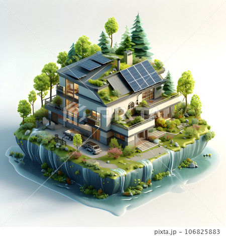 isometric architecture eco sustainable environment generative AI. 106825883