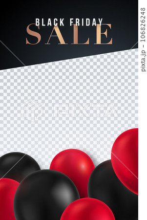 Black friday vertical template banner with helium balloons.  106826248